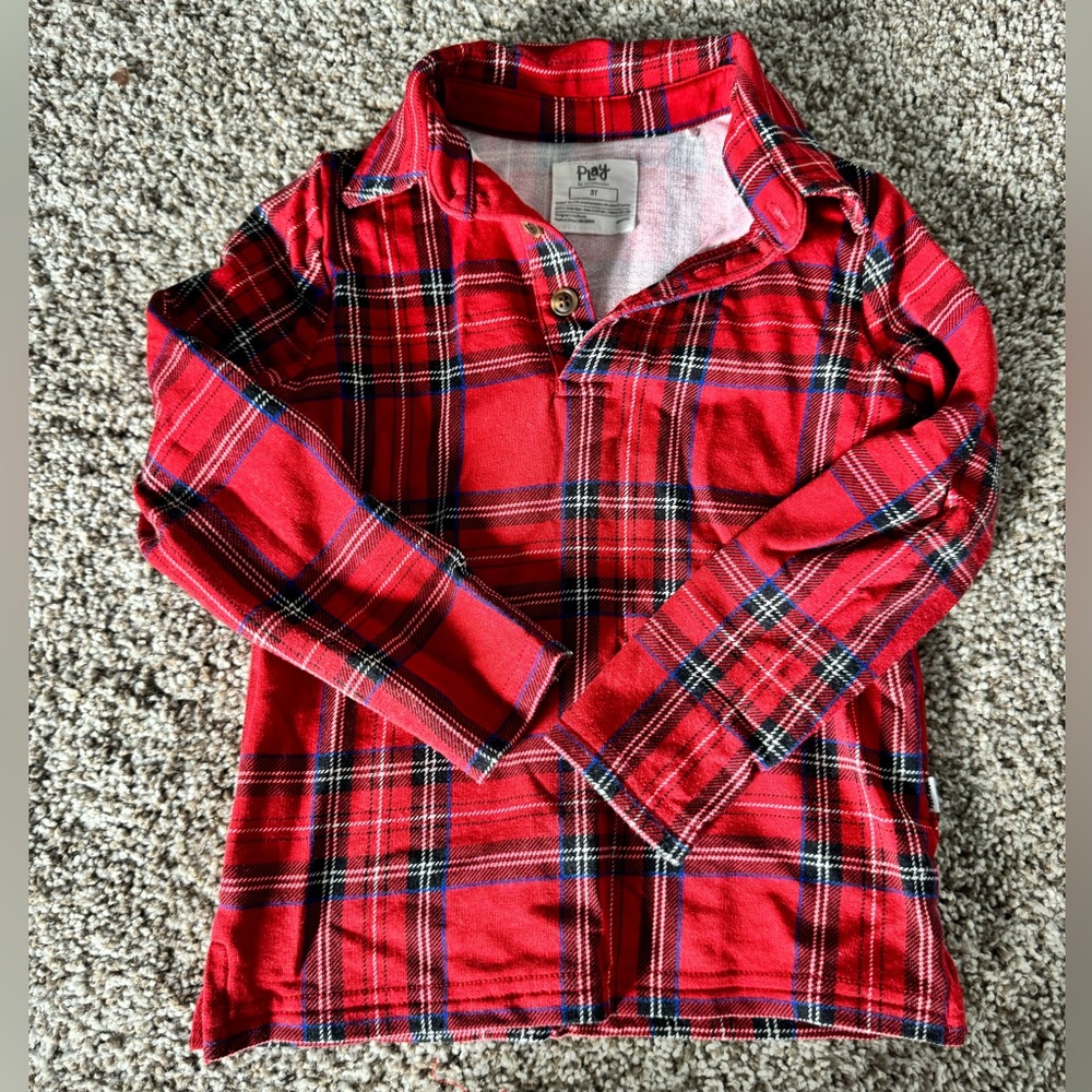 Little Sleepies Play Christmas Plaid shirt 3T